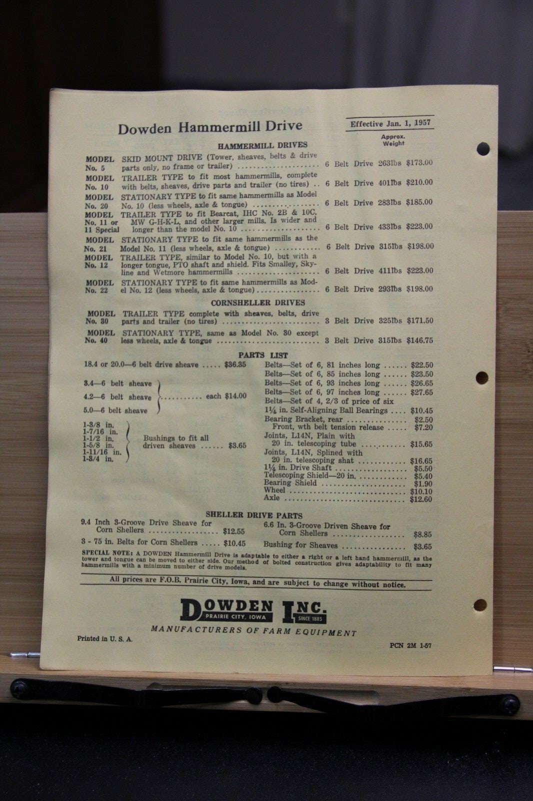 Brochure Dealer Dowden Incorporated Prairie City Iowa IA Hammermill Drive