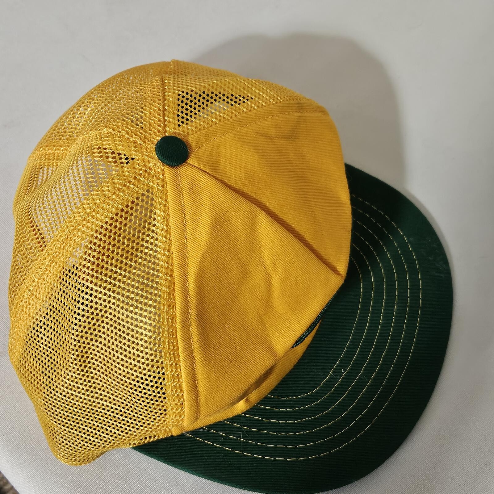 Vintage DEKALB Yellow and Green Mesh Snapback Hat Cap Retro Farming Logo