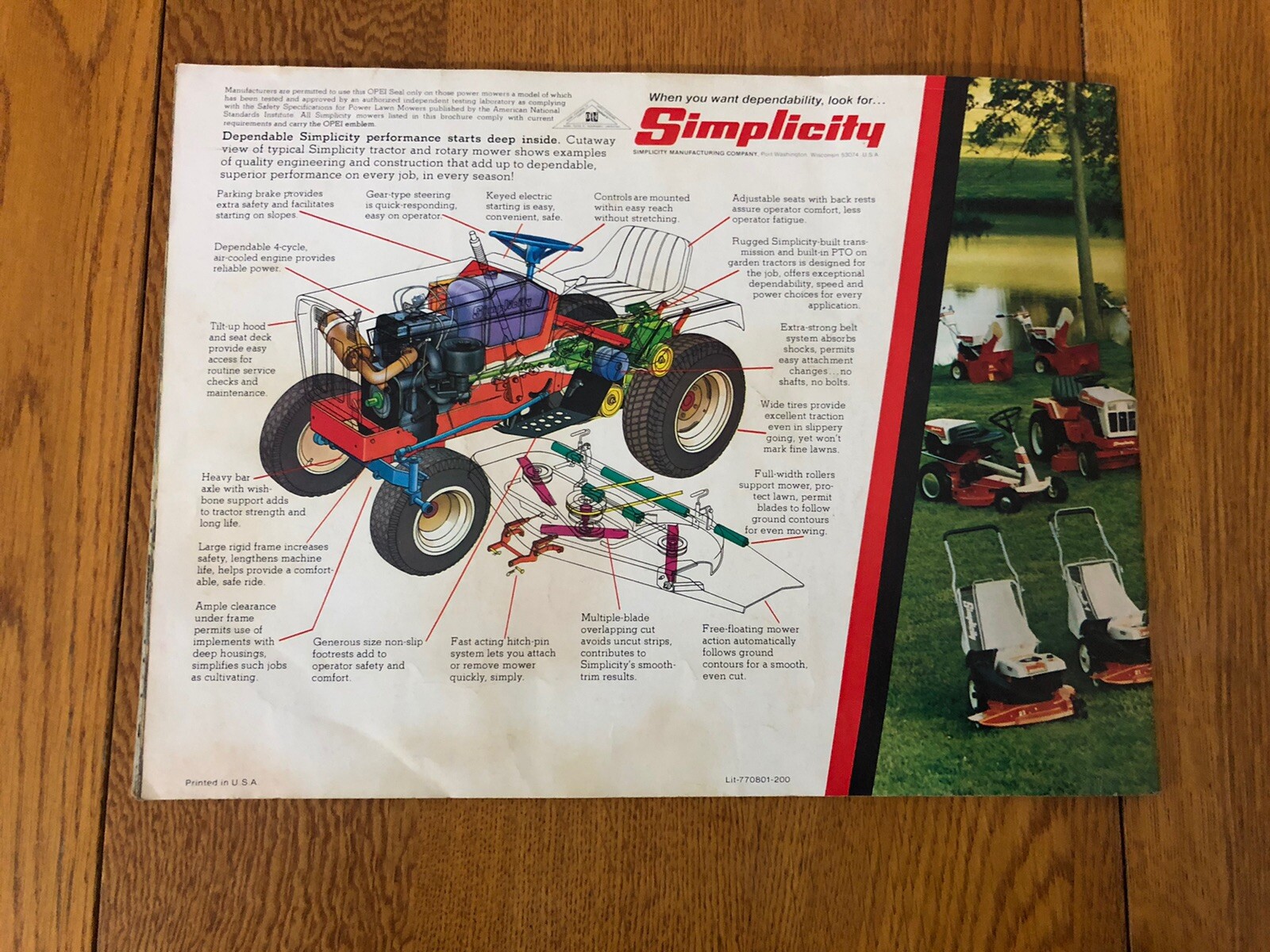 VTG 1978 SIMPLICITY LAWN MOWER GARDEN TRACTOR SALES CATALOG USA 23 PAGES