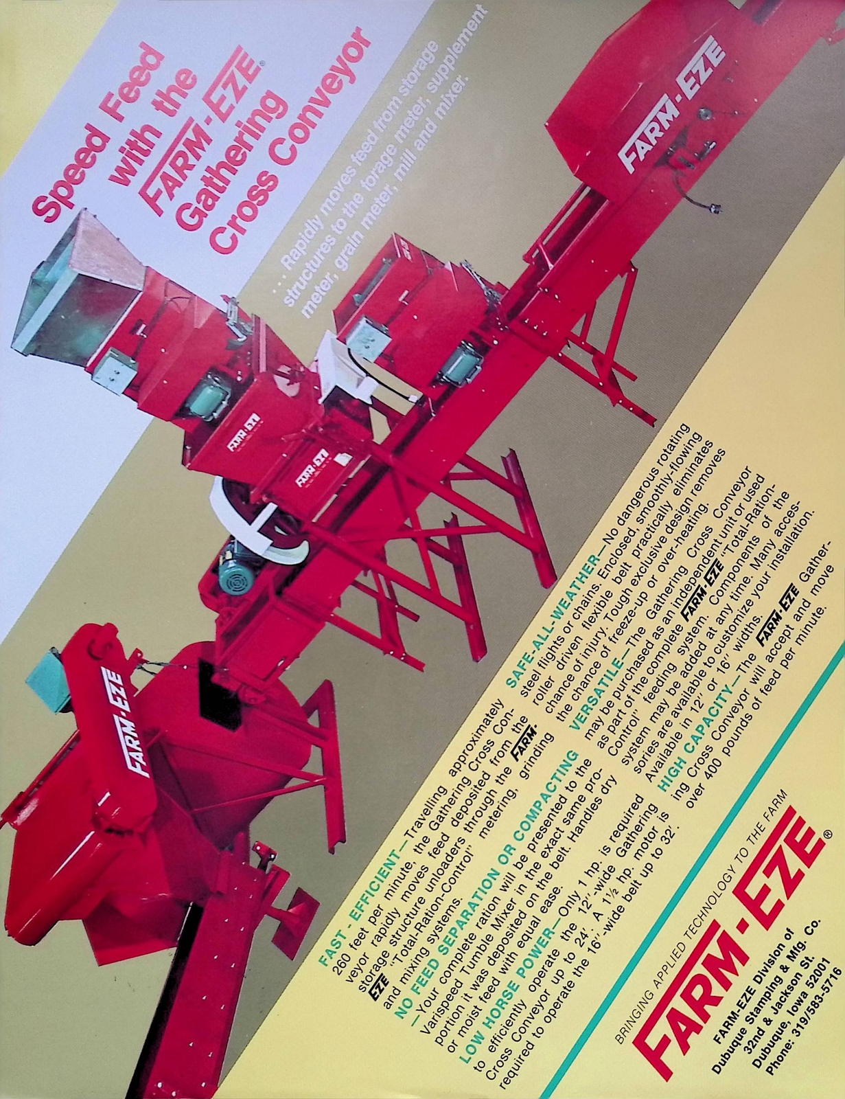 Vintage Farm Advertisement Spec Sheet Speed Feed with the FARM EZE Conveyor