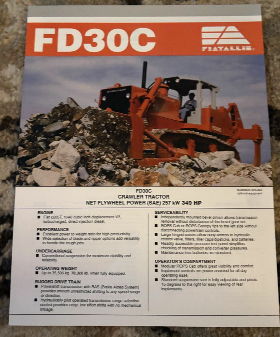 Fiat Allis FD30C Crawler Dozer Tractor Brochure FCCA25