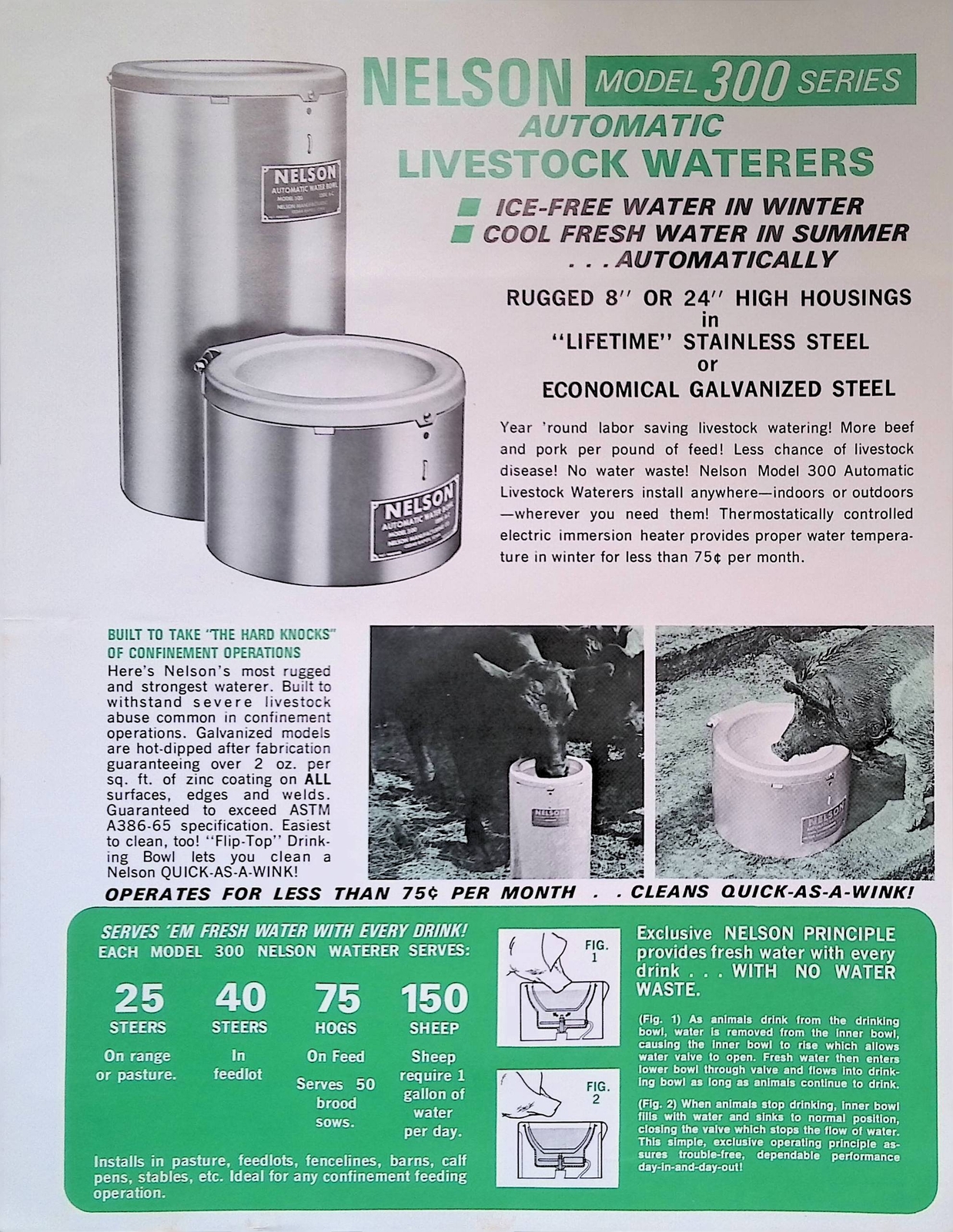 Vintage Farm Advertisement Spec Sheet Nelson Model 300 Series Livestock Waterers
