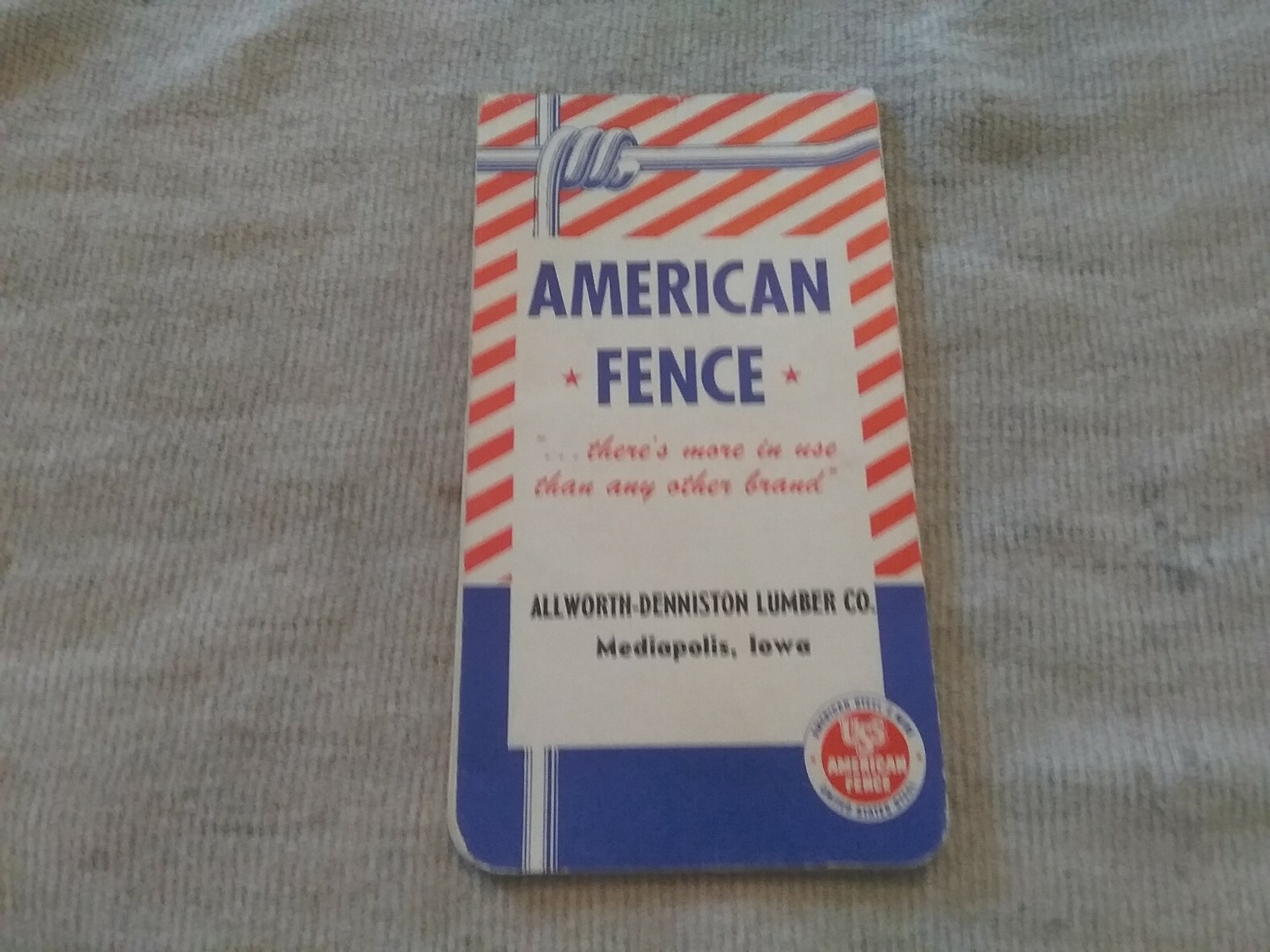Mediapolis Iowa Memorandum Address Book American Fence