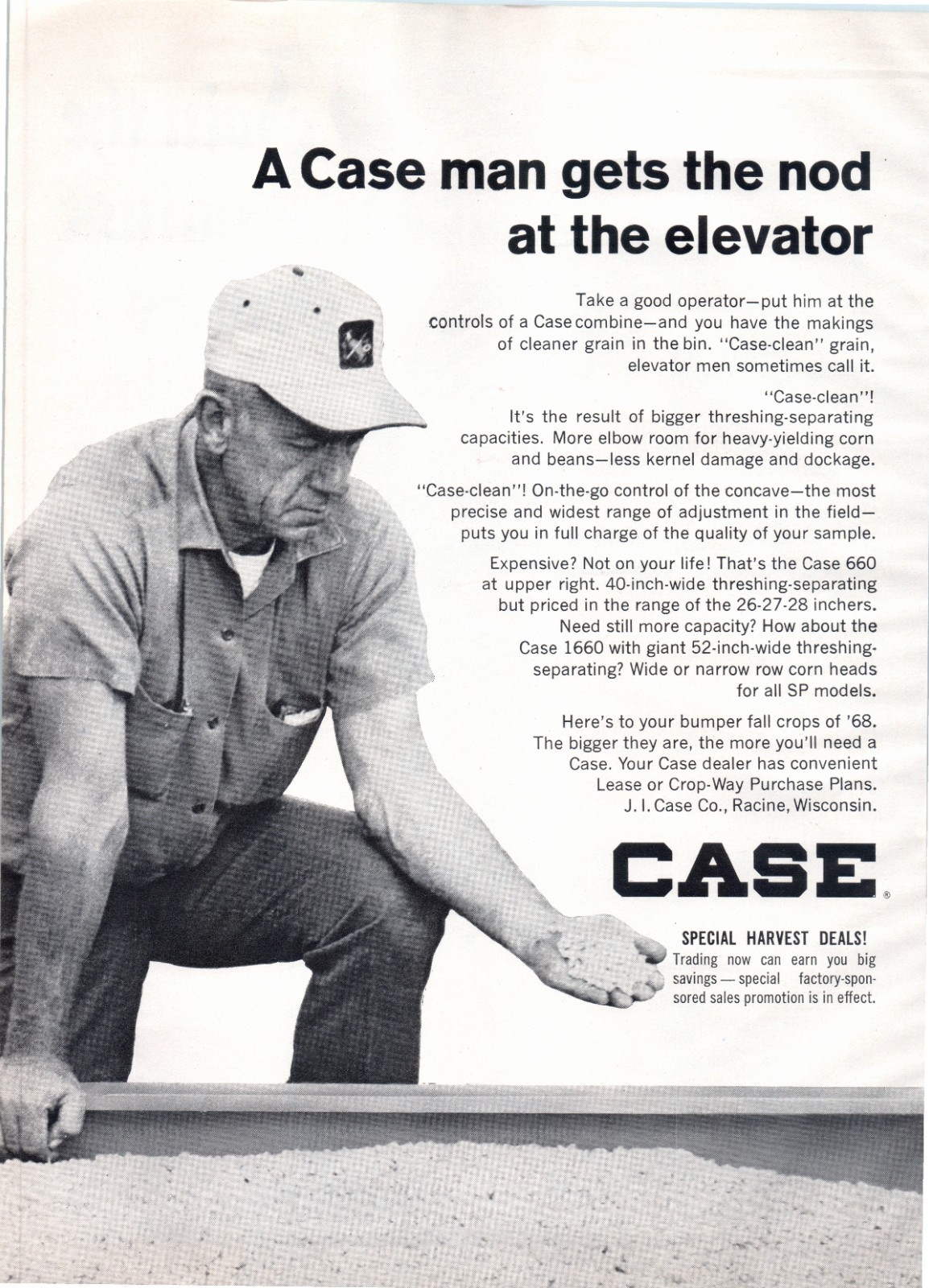 1968 Case 660 1660 Grain Combine Red 60&rsquo;s Vintage 2-Page Print Ad