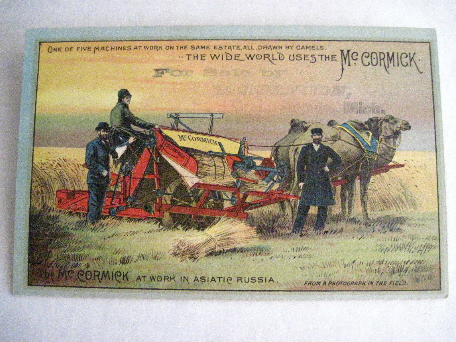 Victorian 1885 Trade Card for « McCormick Harvesting Machine » w/ Lovely Lady *
