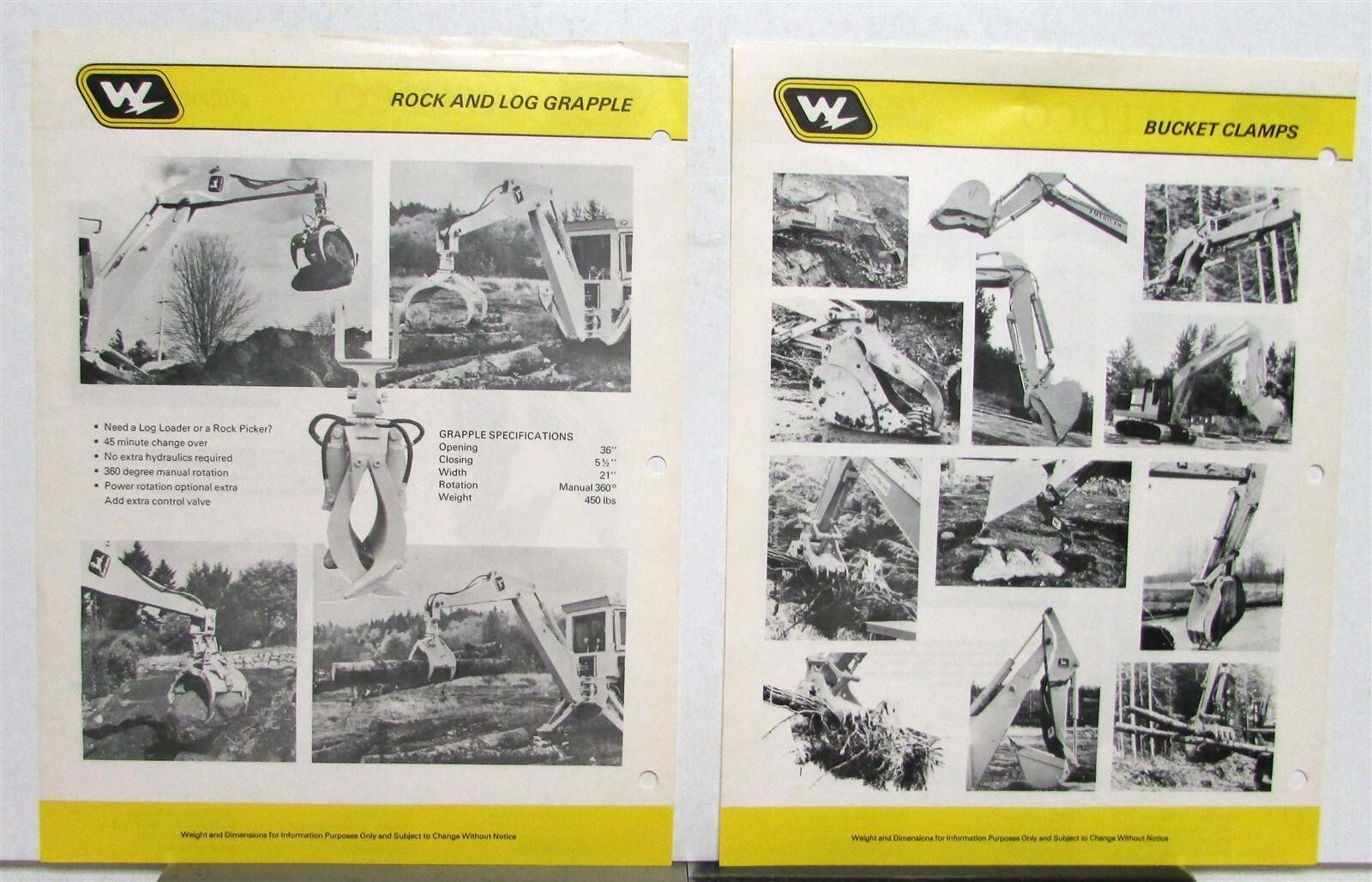 Vintage Weldco Excavator Bucket Clamps Attachment Construction Sales Sheets