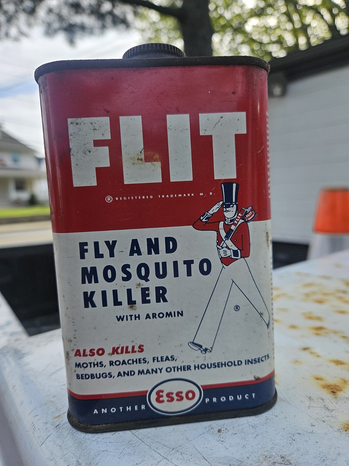 ESSO Flit Fly and Mosquito Killer EMPTY 1 Pint Vintage Metal Can