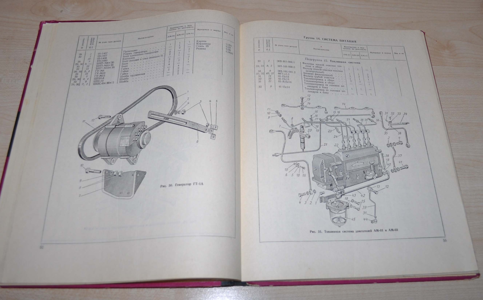 AM-01 AM-03 AM-41 Diesel Engine Tractor Parts Catalog Manual Russian Soviet USSR