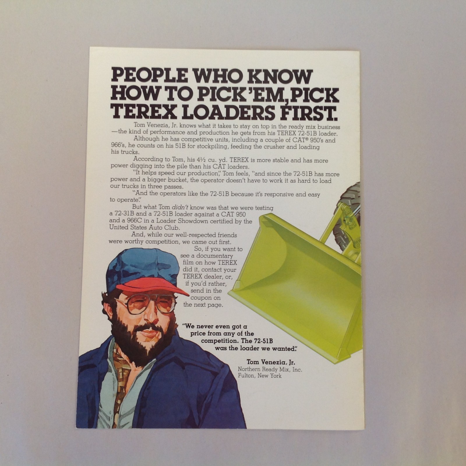 Vtg 1978 Terex-General Motors Color Fold Out Brochure 72-51B Tom Venezia Jr