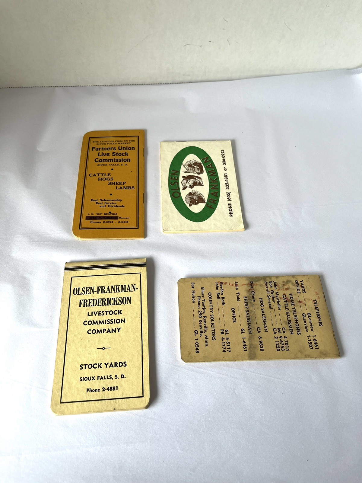 4 Vintage Livestock Commission Note Pads Sioux Falls South Dakota