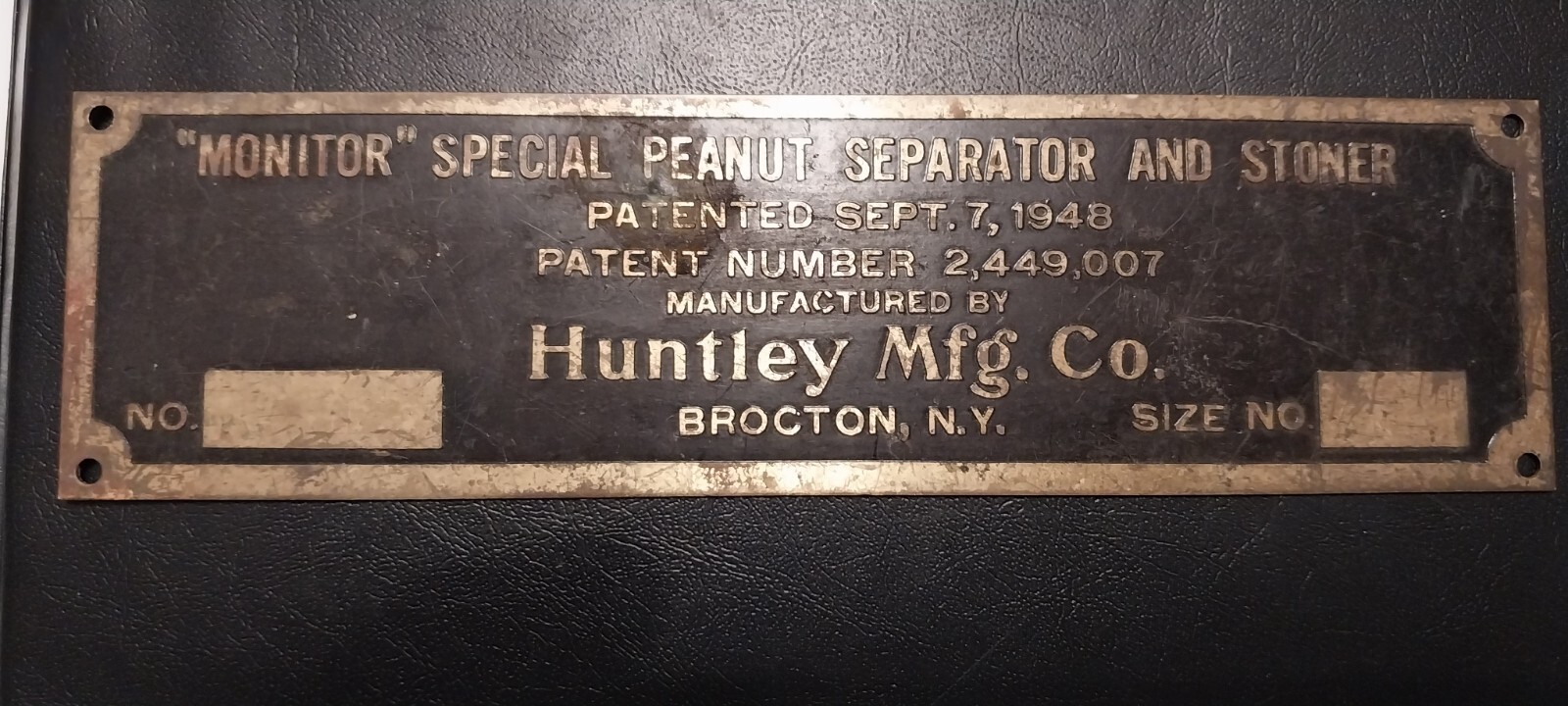 Monitor Special Peanut Seperator & Stoner Brass Tag