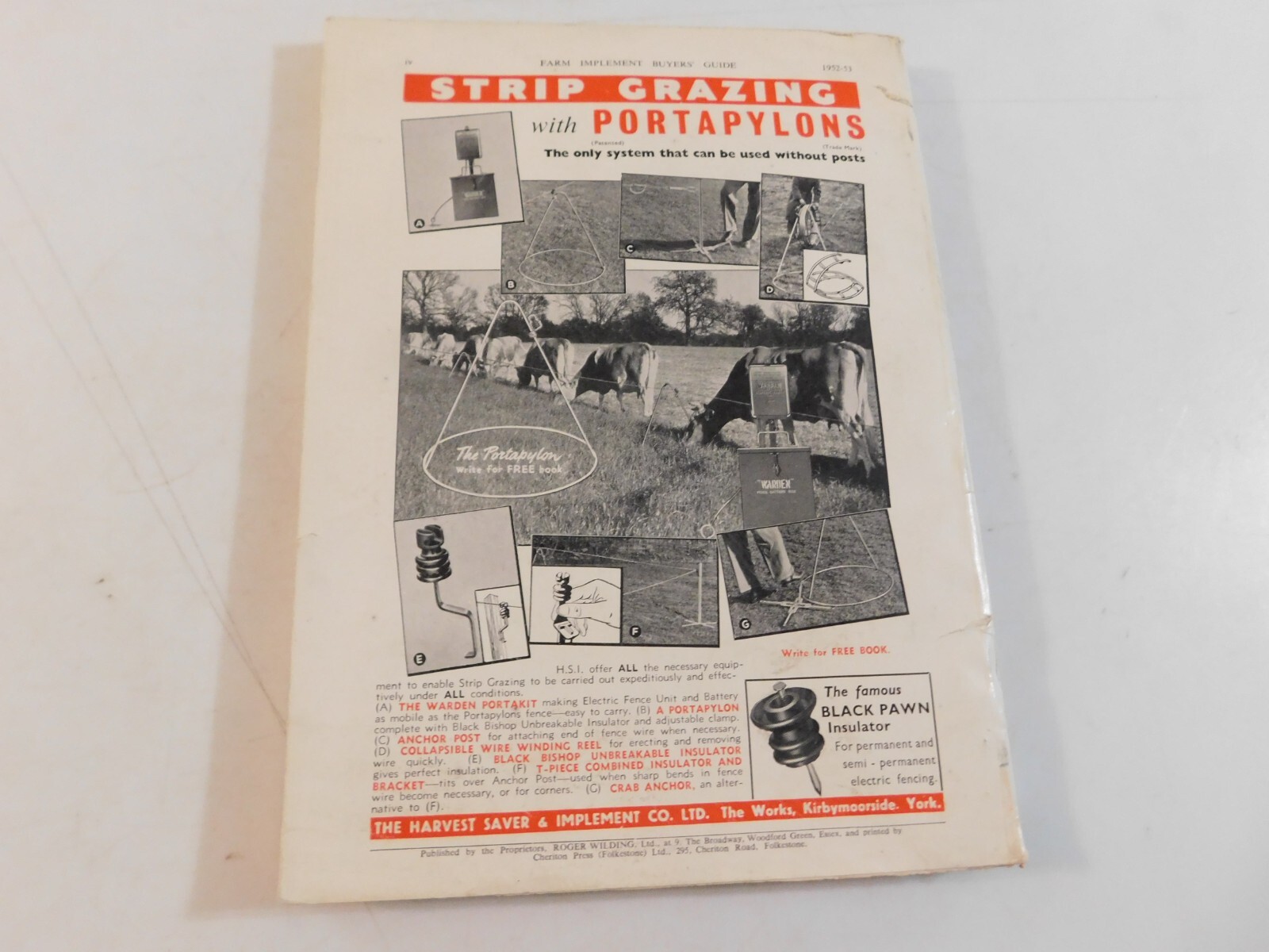1952-53 FARM IMPLEMENT BUYER&rsquo;S GUIDE ENGLAND WINNROWERS LAND ROLLERS TEA CUTTERS