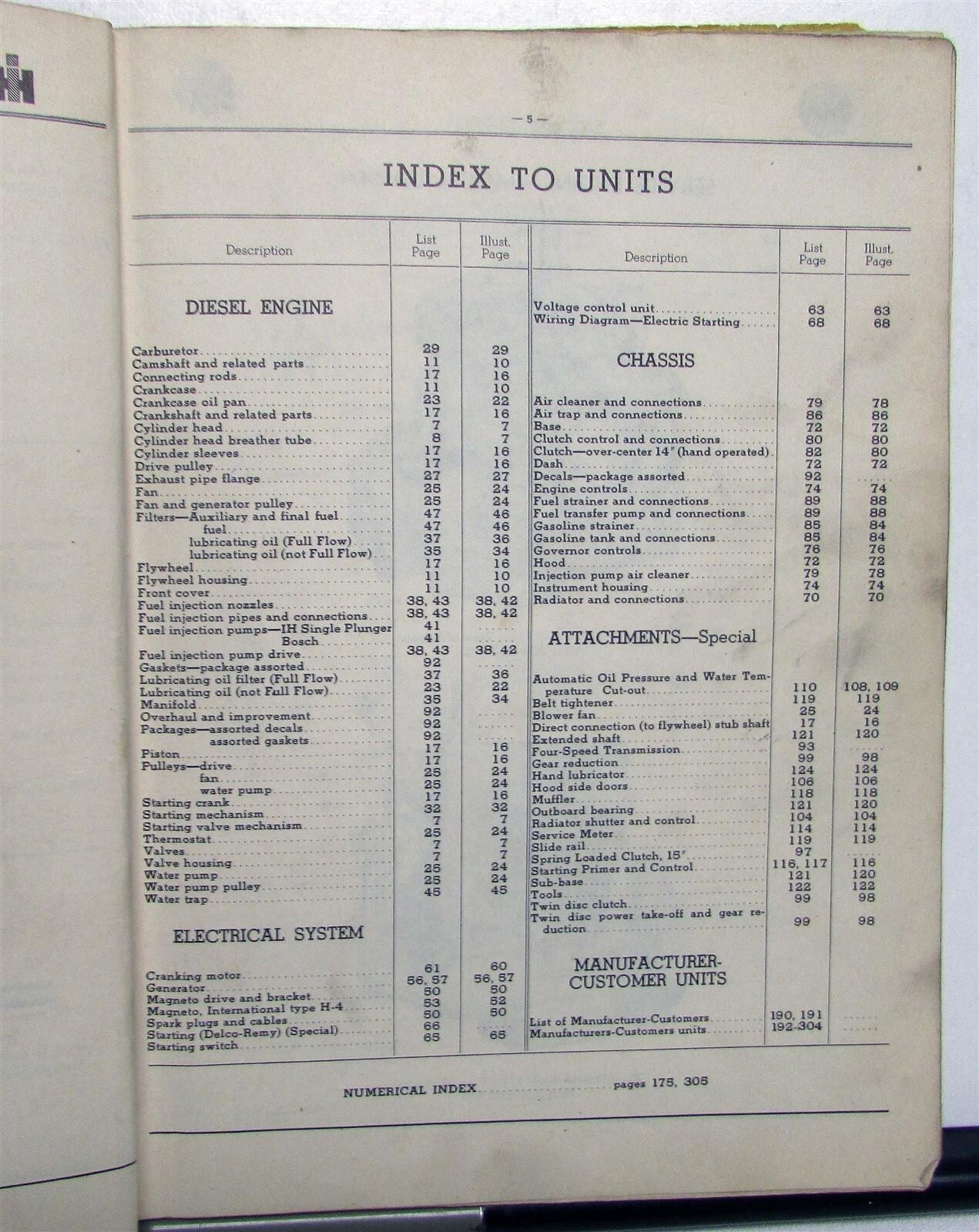 1953 International Harvester UD-14A Power Unit PU-19C Parts & Service Catalog