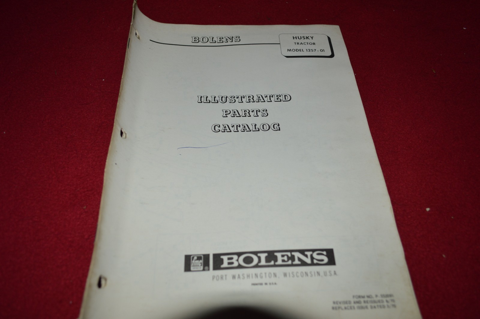 Bolens Husky 1257-01 Tractor Dealer&rsquo;s Parts Book Manual CHPA