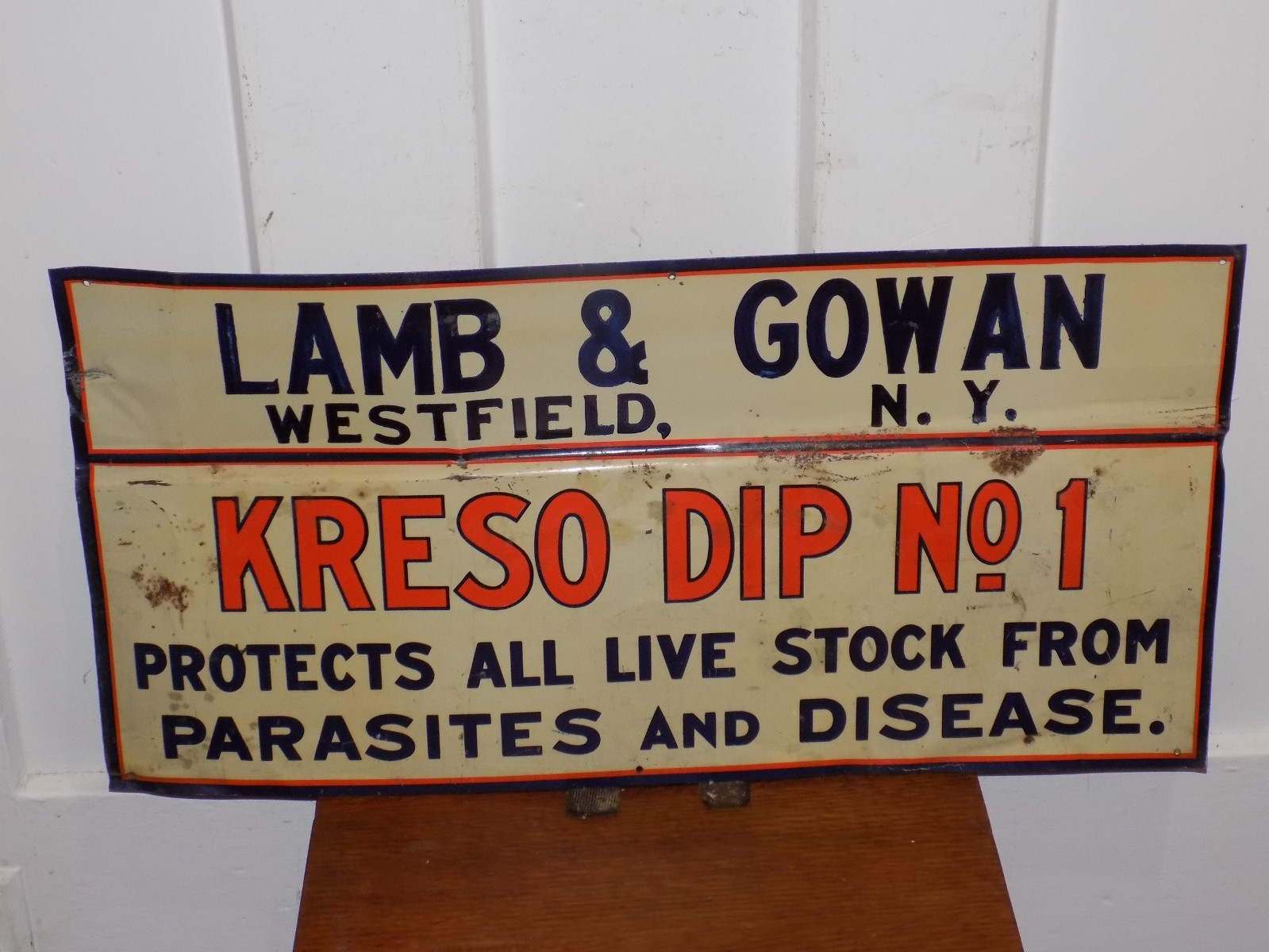 Vintage Kreso Dip No. 1 Protects Livestock from Disease Metal Sign