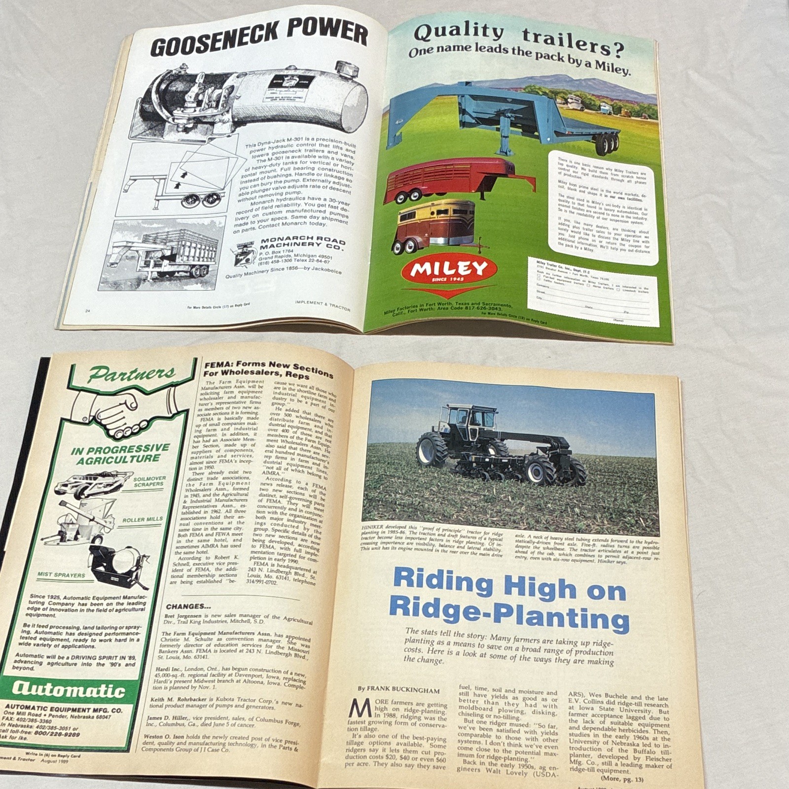 Lot of 4 Vintage Implement and Tractor magazines. 1963, 1968, 1975, 1989