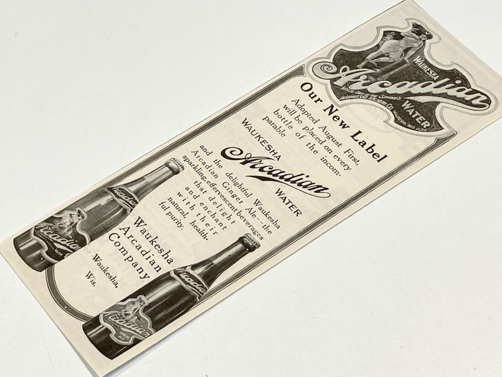 early 1900s print Ad Waukesha Arcadian Water WISCONSIN