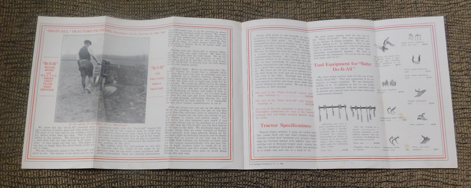 1920&rsquo;s Do-It-All Tractor Brochure Pamphlet *Very RARE*