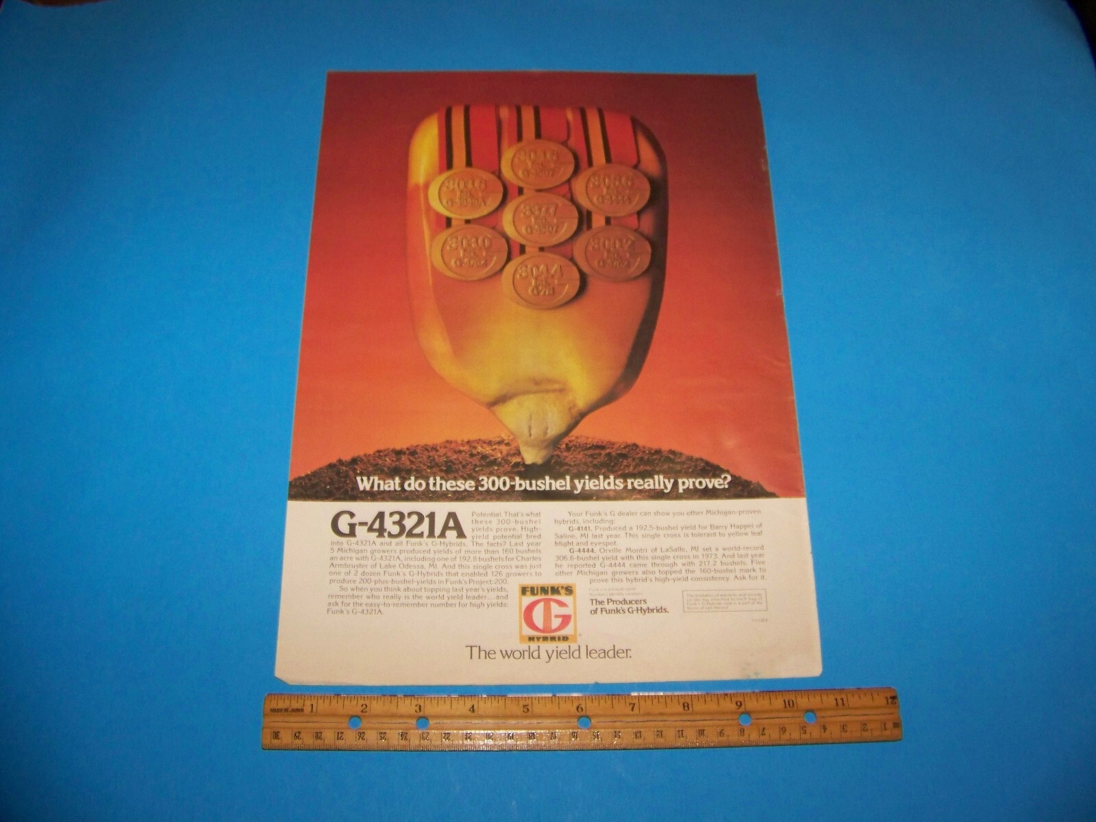 Funk&rsquo;s G-Hybrids / White Farm Agricultural Print Ad from Magazine Vintage 1977