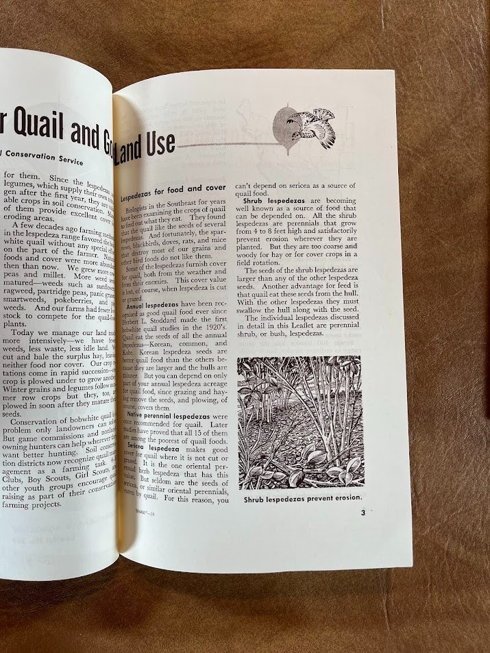 1954 US DEPARTMENT OF AGRICULTURE Lespedeza for Qual and Good Land Use Brochure