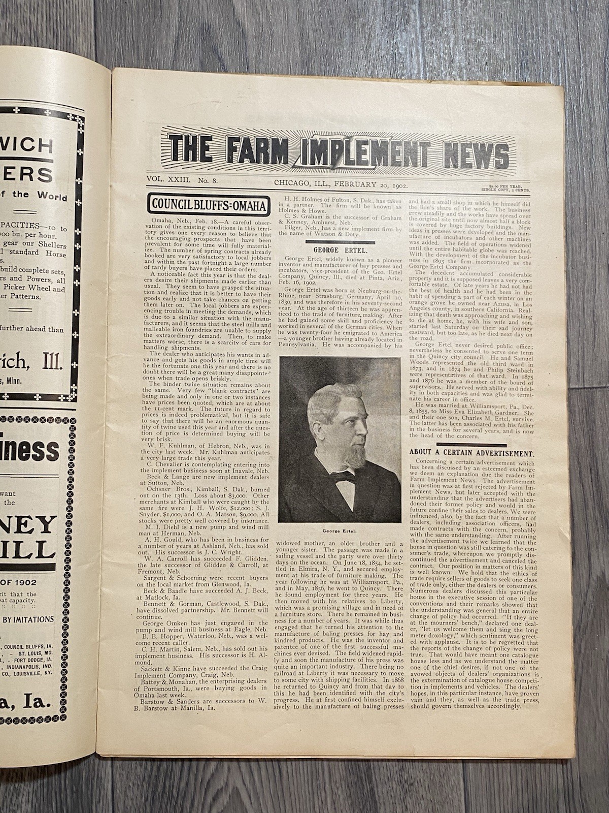 1902 The Farm Implement News Advertising Newspaper Chicago Masonic Temple