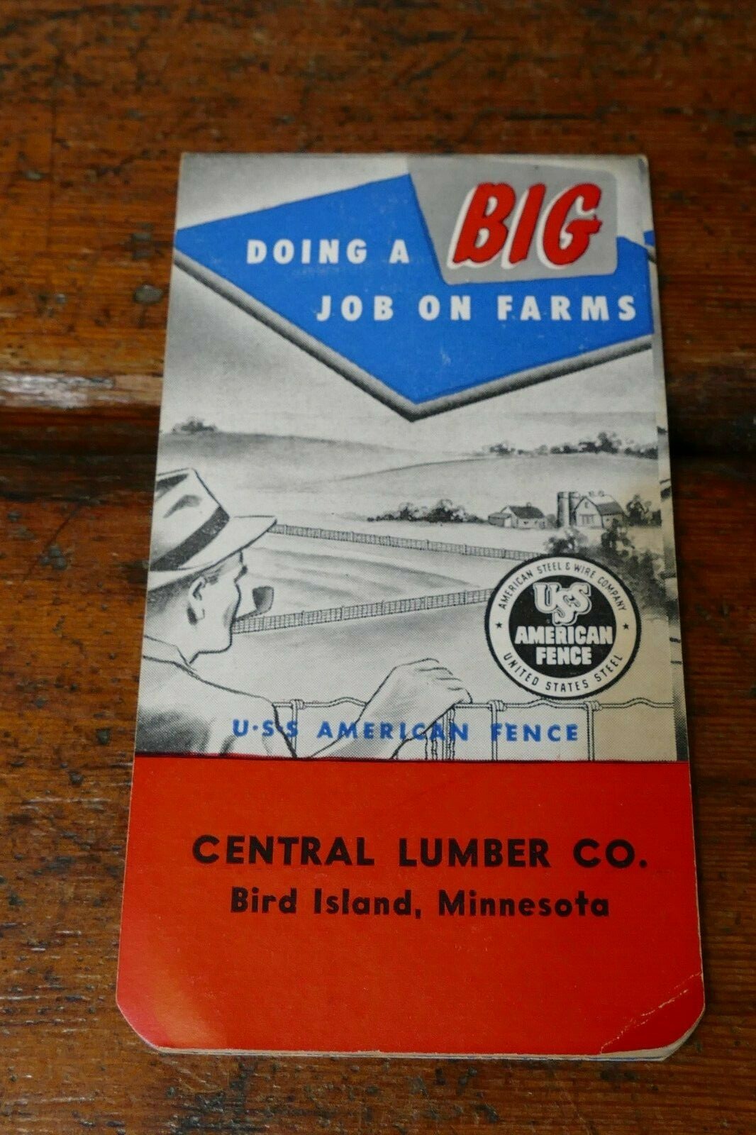Vintage 1947/1948 USS American Fence Notepad Central Lumber Co Bird Island, MN