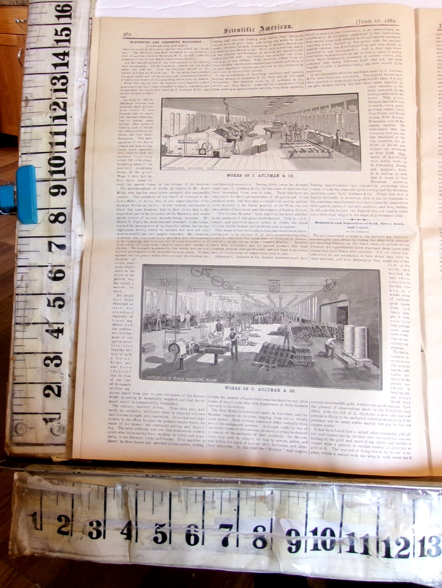 1882 C. AULTMAN- CANTON OHIO- HARVESTING AND THRESHING MACHINERY REPORT