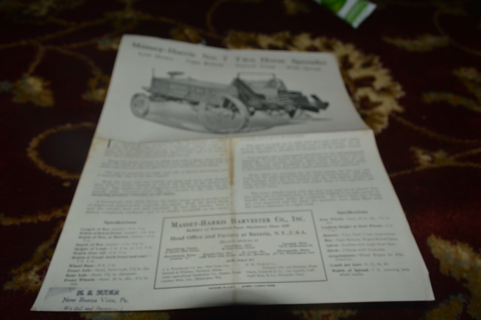 Massey Harris Sales Contract For 1933 Brochure FCCA