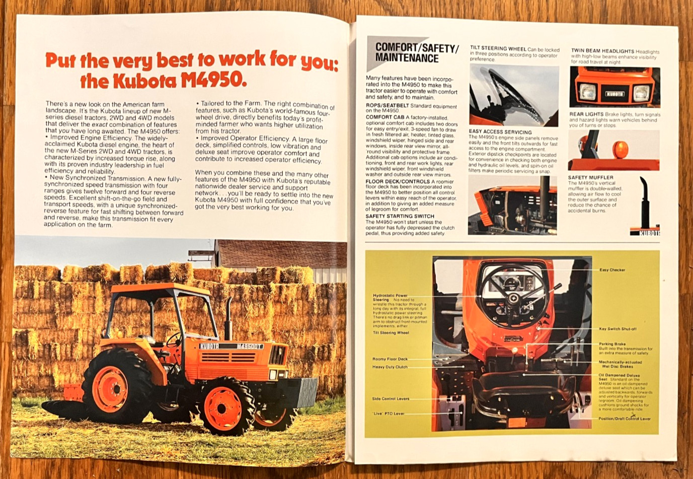 Kubota M4950 Diesel Tractor 2WD 4WD 1985 sales brochure