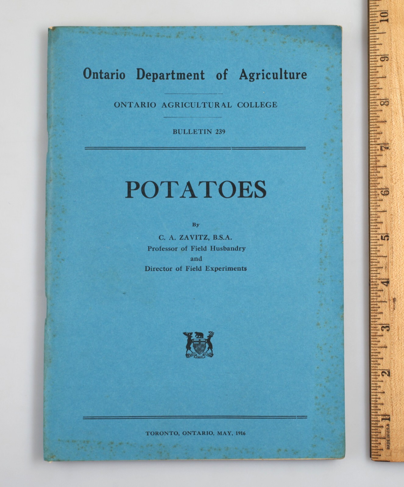Vintage 1916 Ontario Department of Agriculture Bulletin Potatoes Booklet Canada