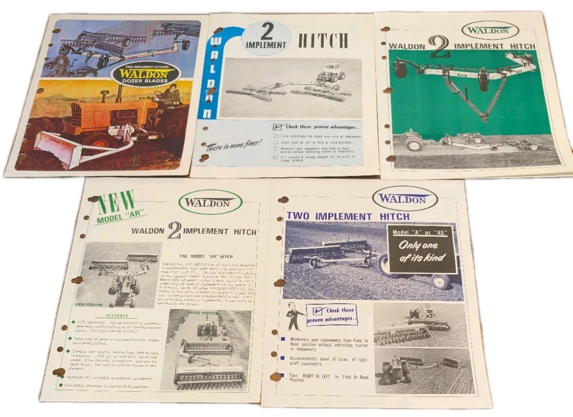 5 Waldon Agriculture Implement Advertising Brochures Dozer Blades And Hitches