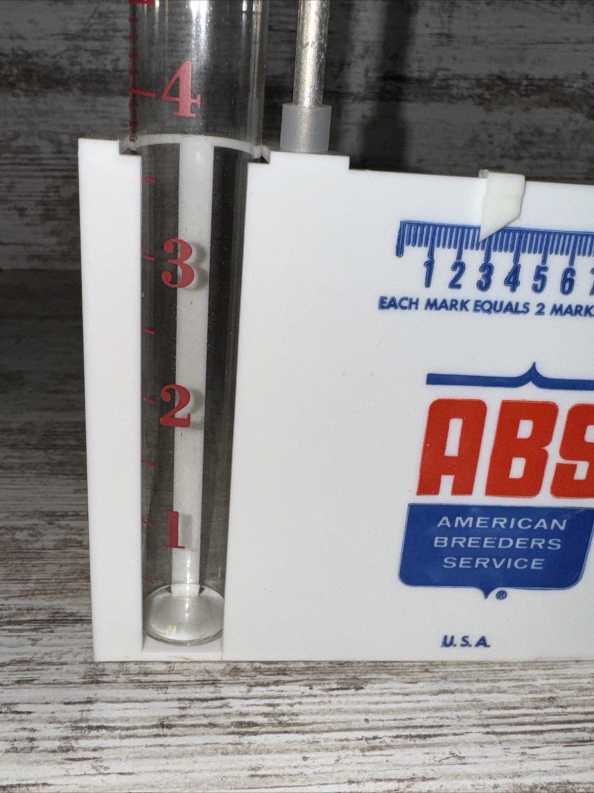 ABS American Breeders Service Plastic Rain Gauge New Old Stock With Original Box