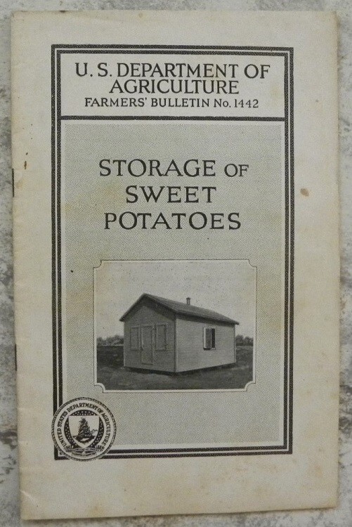 1925 Storage of Sweet Potatoes, USDA Agriculture Farmers Bulletin Booklet