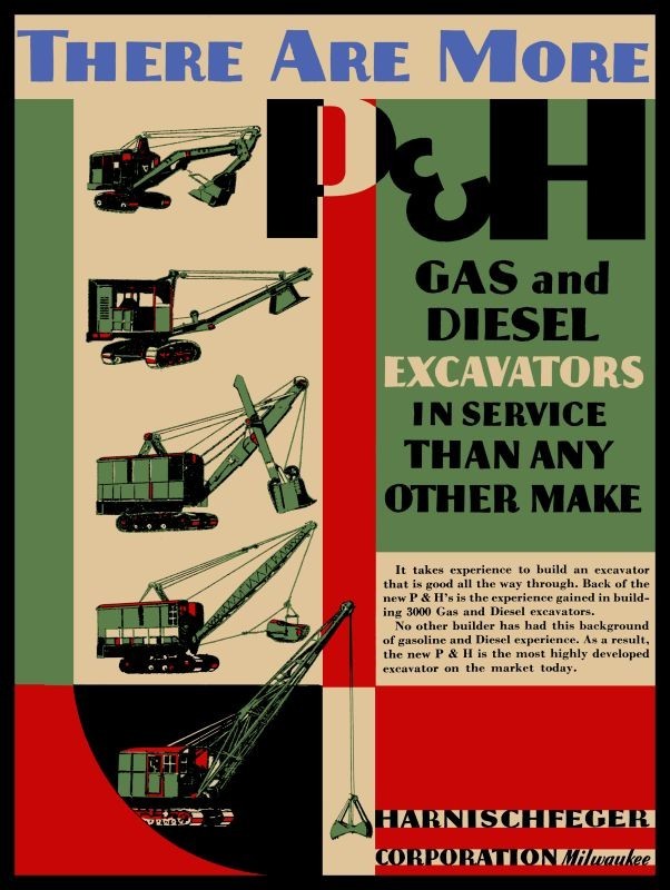 1932 P&H Harnischfeger Gas & Diesel Excavators NEW Metal Sign: 9×12&Prime;