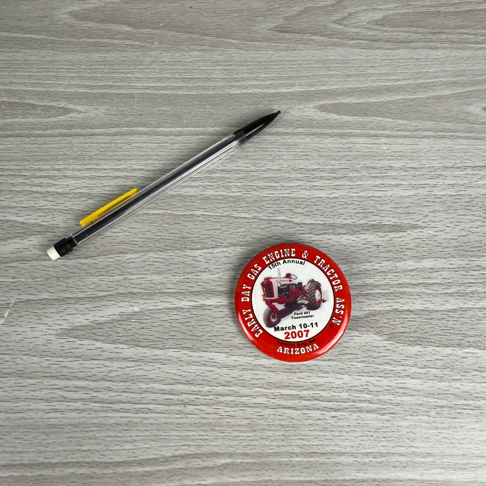 Button Pinback Agriculture Early Day Gas Engine Tractor March 2007 Arizona