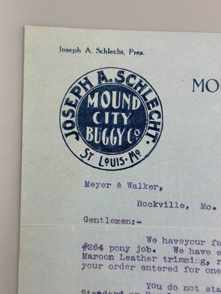 1911 MOUND CITY BUGGY Co Schlect AUTOMOBILES Postal Cover Farm Advertise Letter