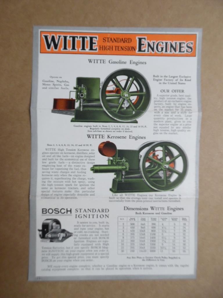 c.1910s Witte Stationary Farm Engine Paper Advertising Lot Kansas City Vintage