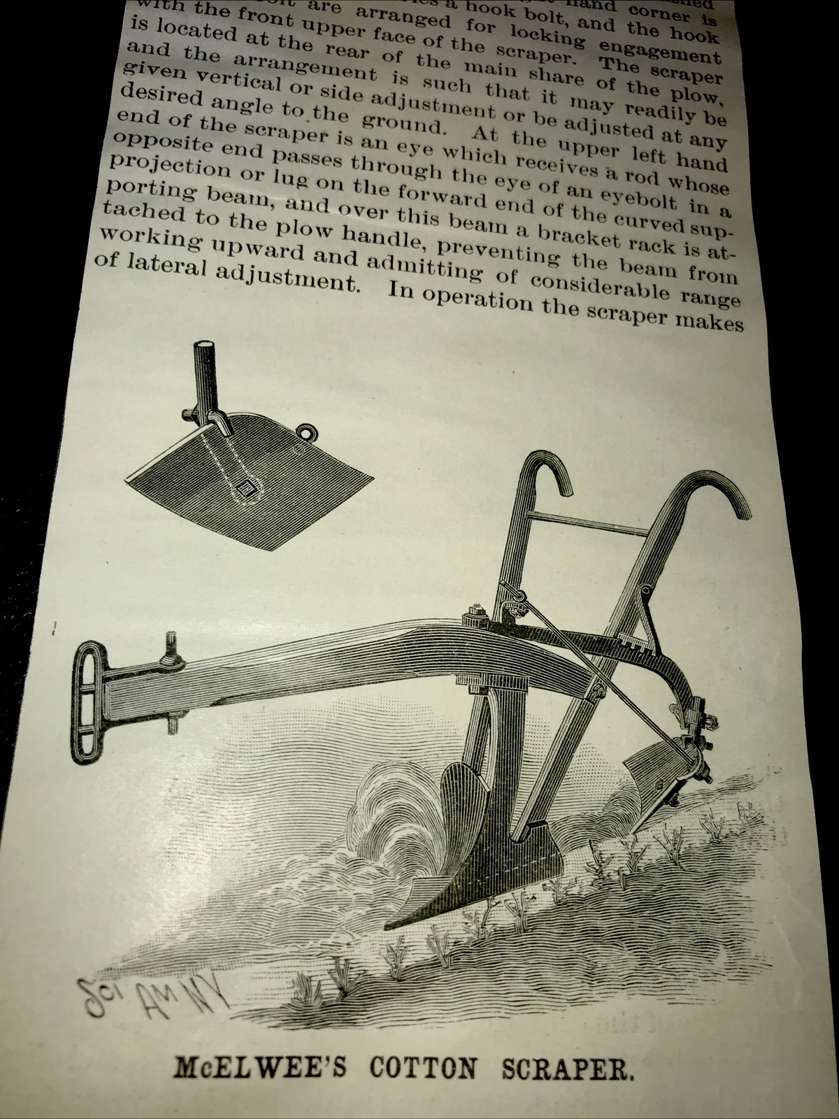1898 McElwee Cotton Scraper Farm Advertising & Article Gloster – Mississippi