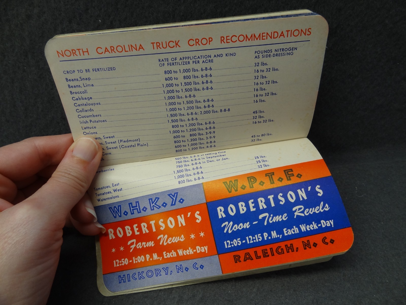 The 1953 Robertson Crop & Memo Book Mini Pamphlet Chemical Corp VA NC Notes