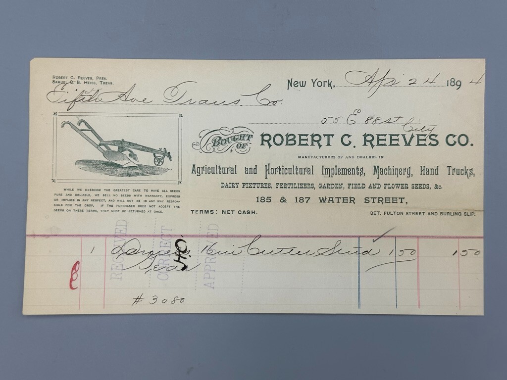 1880-1894 Robert Reeves GALE CHILLED PLOW Farm Advertising Billhead