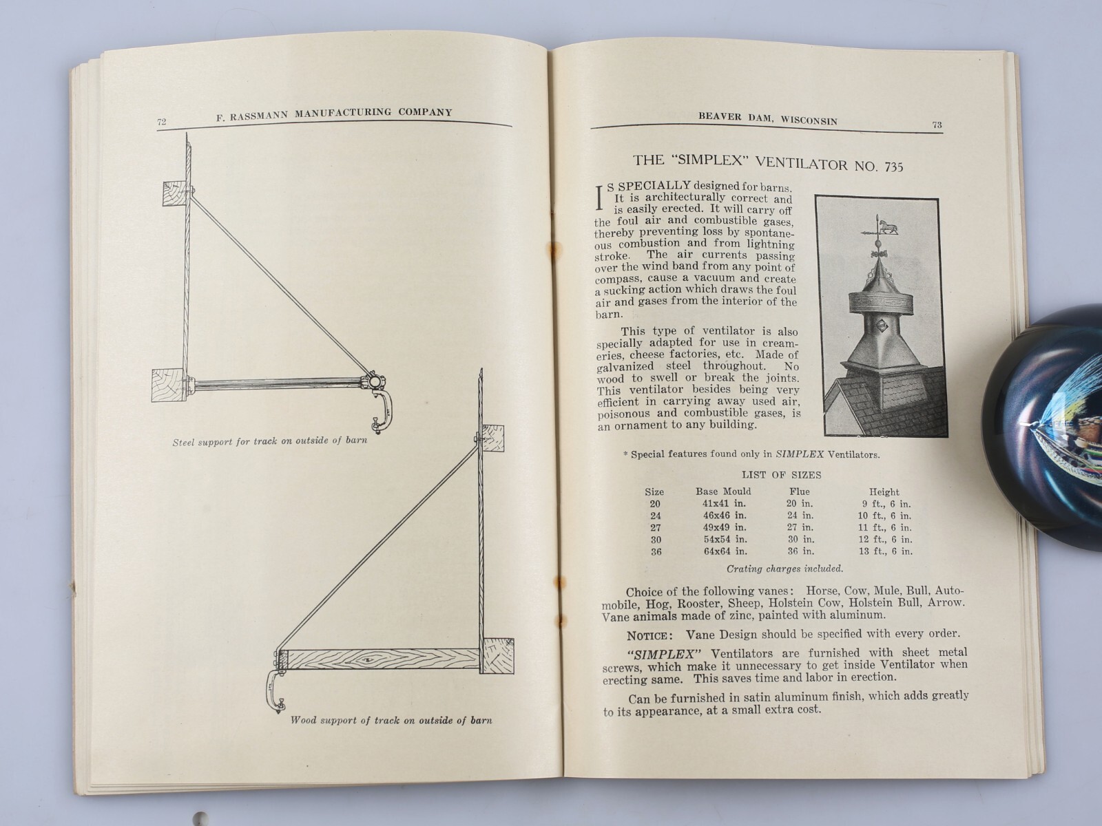 1920s F. Rassman Mfg. Co. Simplex Barn Equipment Catalog Brochures Beaver Dam WI
