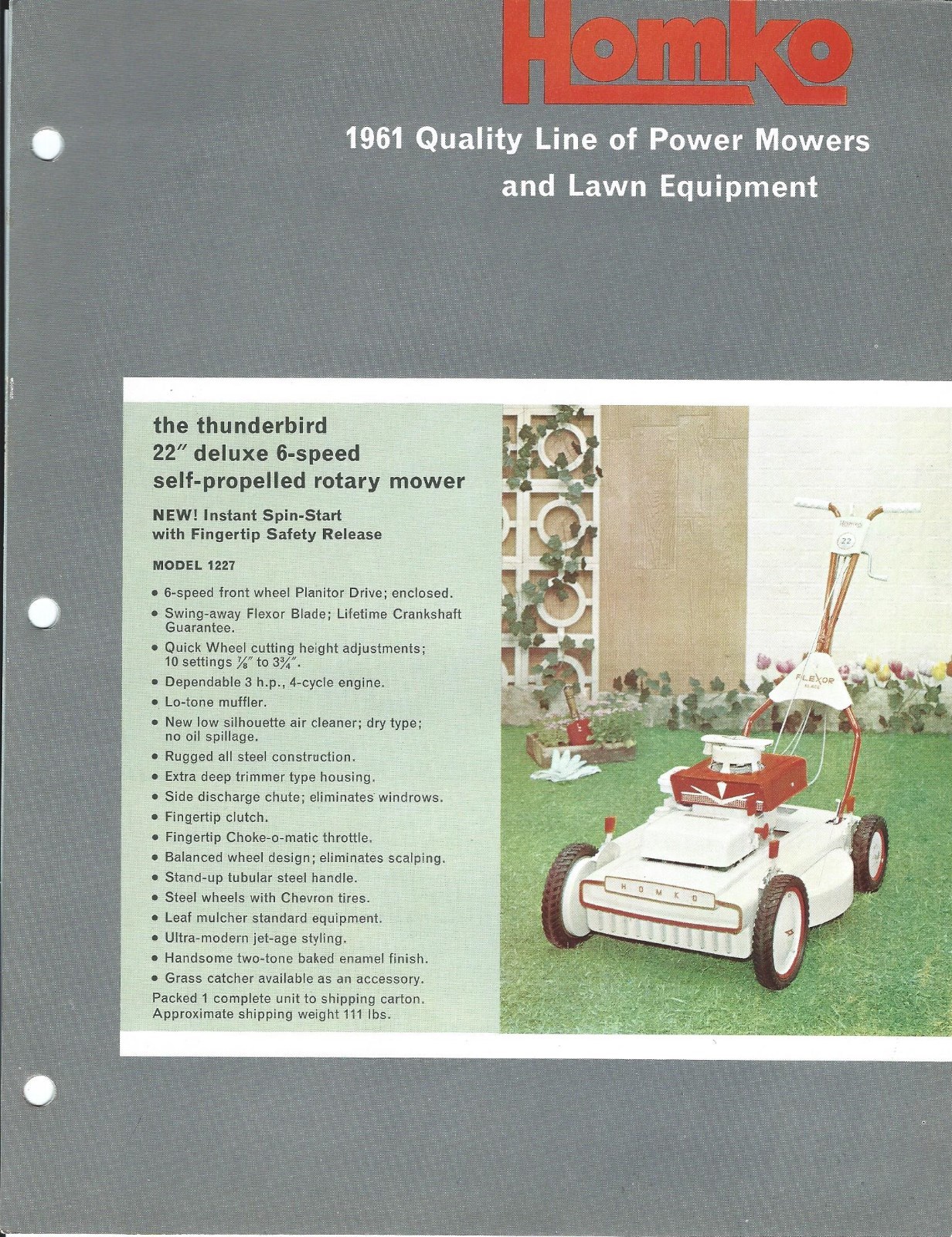 Lawn Equipment Brochure – Homko Thunderbird et al Power Mower Tiller 1961 (LG43)
