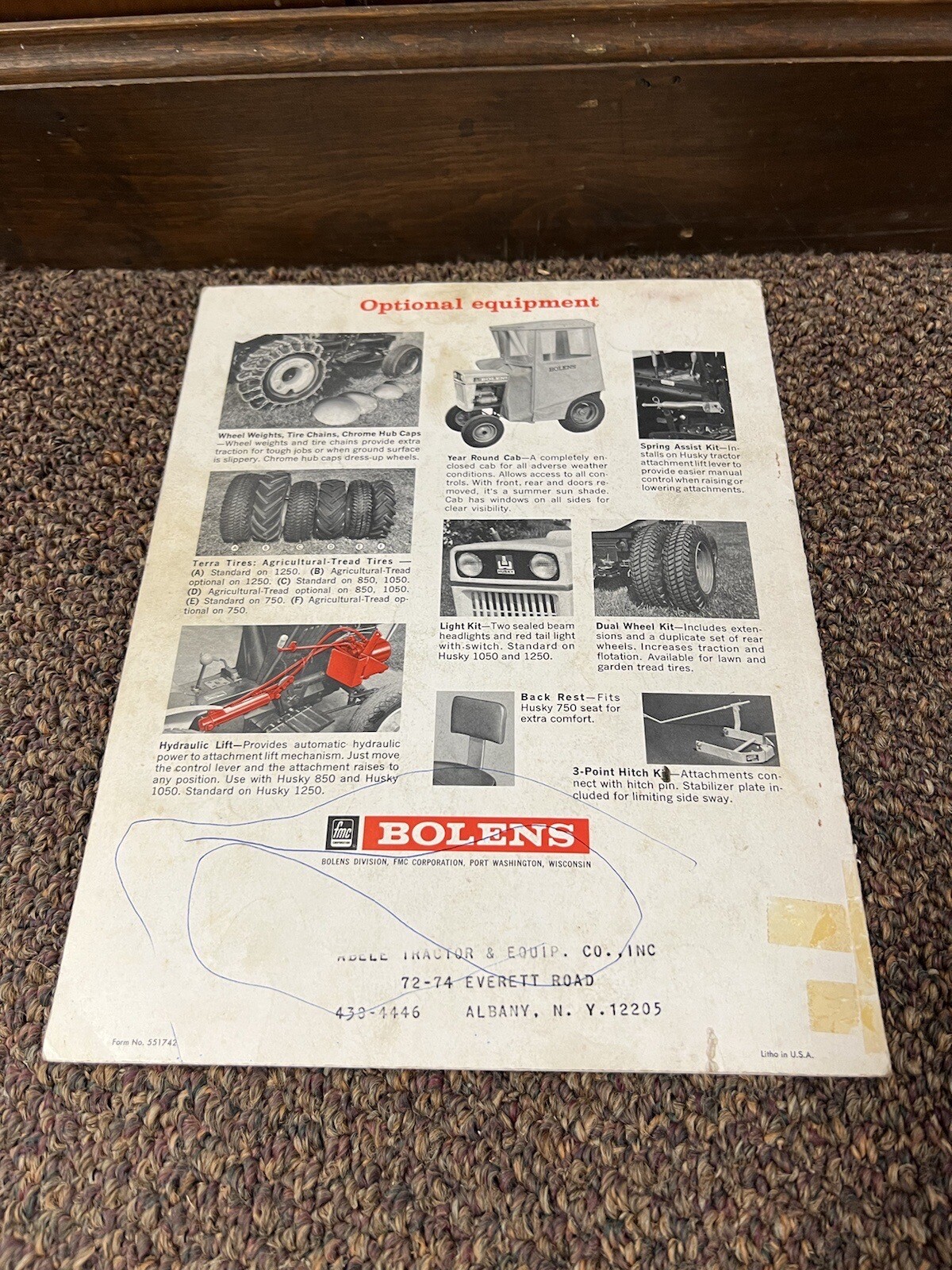 Genuine Bolens Husky 1050 Tractor Most Sales Dealership Brochure