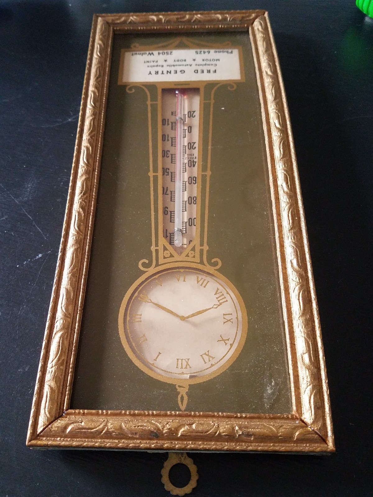 Vintage 1950&rsquo;s Thermometer Fred Gentry Complete Auto Repair Texas TX Rare Works!