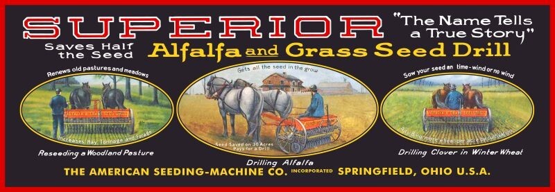 Superior Seed Drill of Springfield, OhiO New Metal Sign: 6×18&Prime; Ships Free