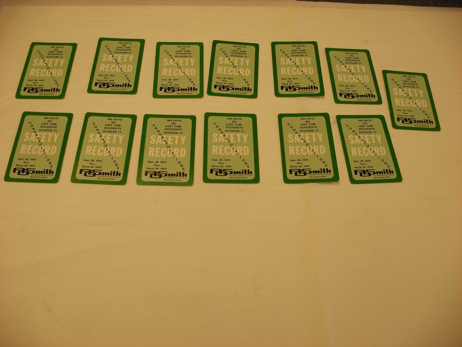 Vintage A.O. Smith Safety Record Comic Playing Cards – missing 3 of clubs