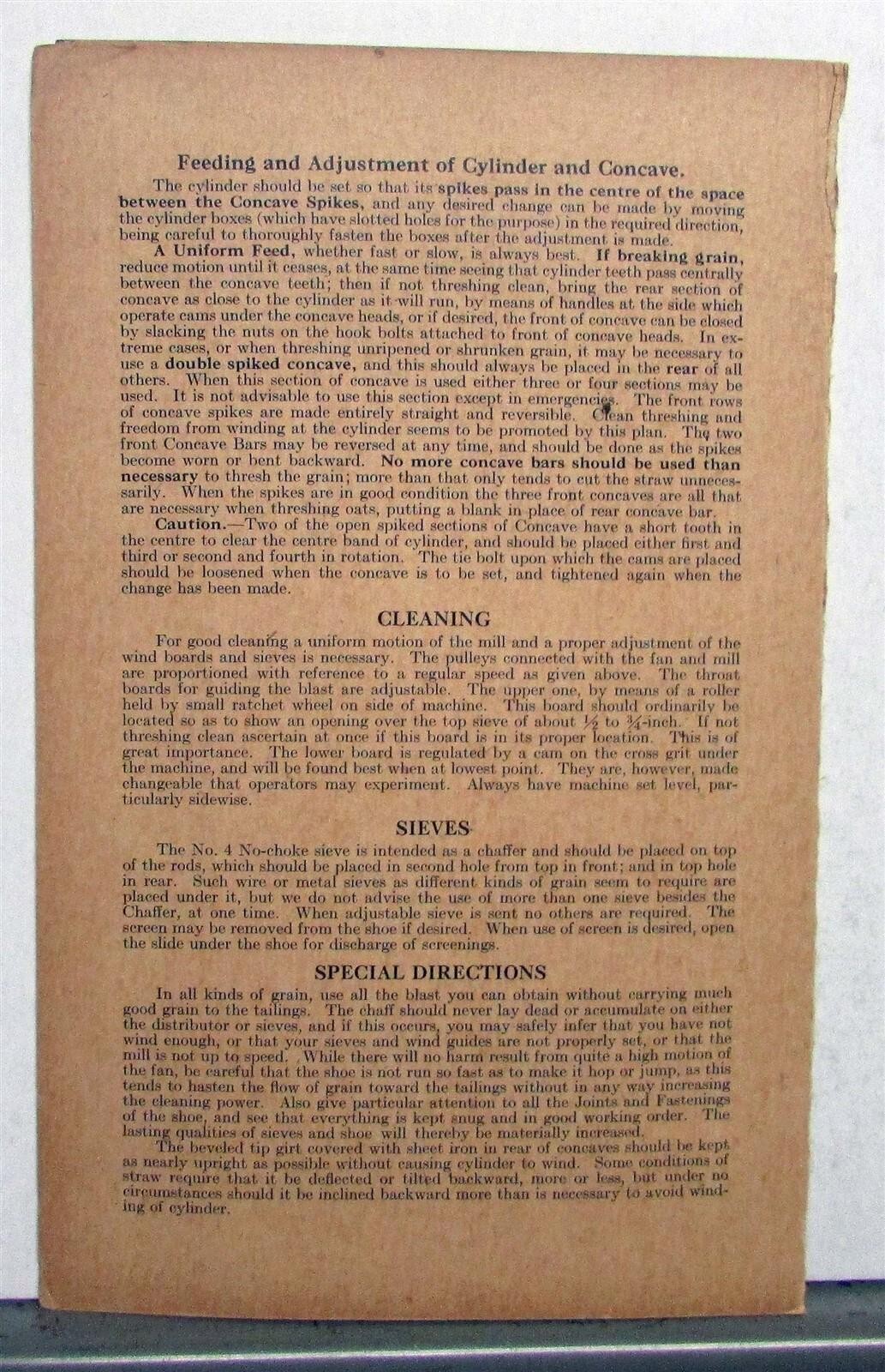 1930s Pioneer Grain Threshers Specs Agricultural Owners Manual Folder