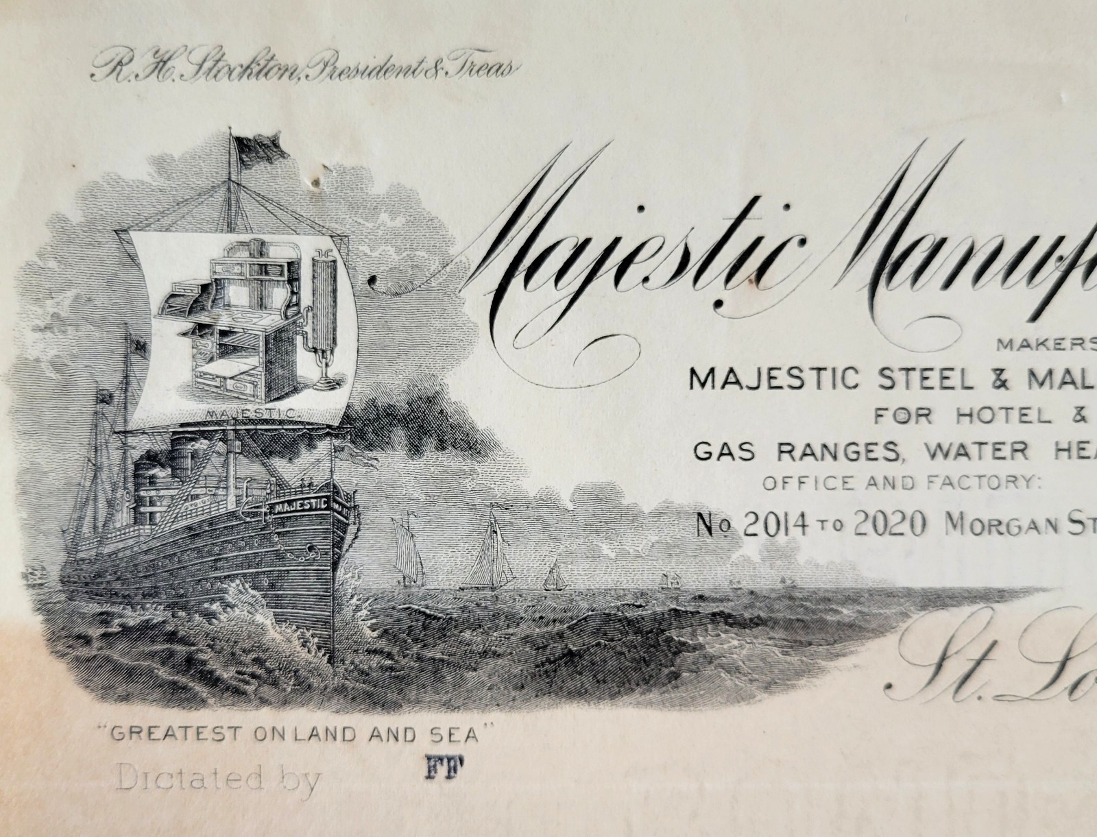 1905 Letterhead ST. LOUIS, MO. MANUFACTURING CO. Ranges Stoves Water Heater