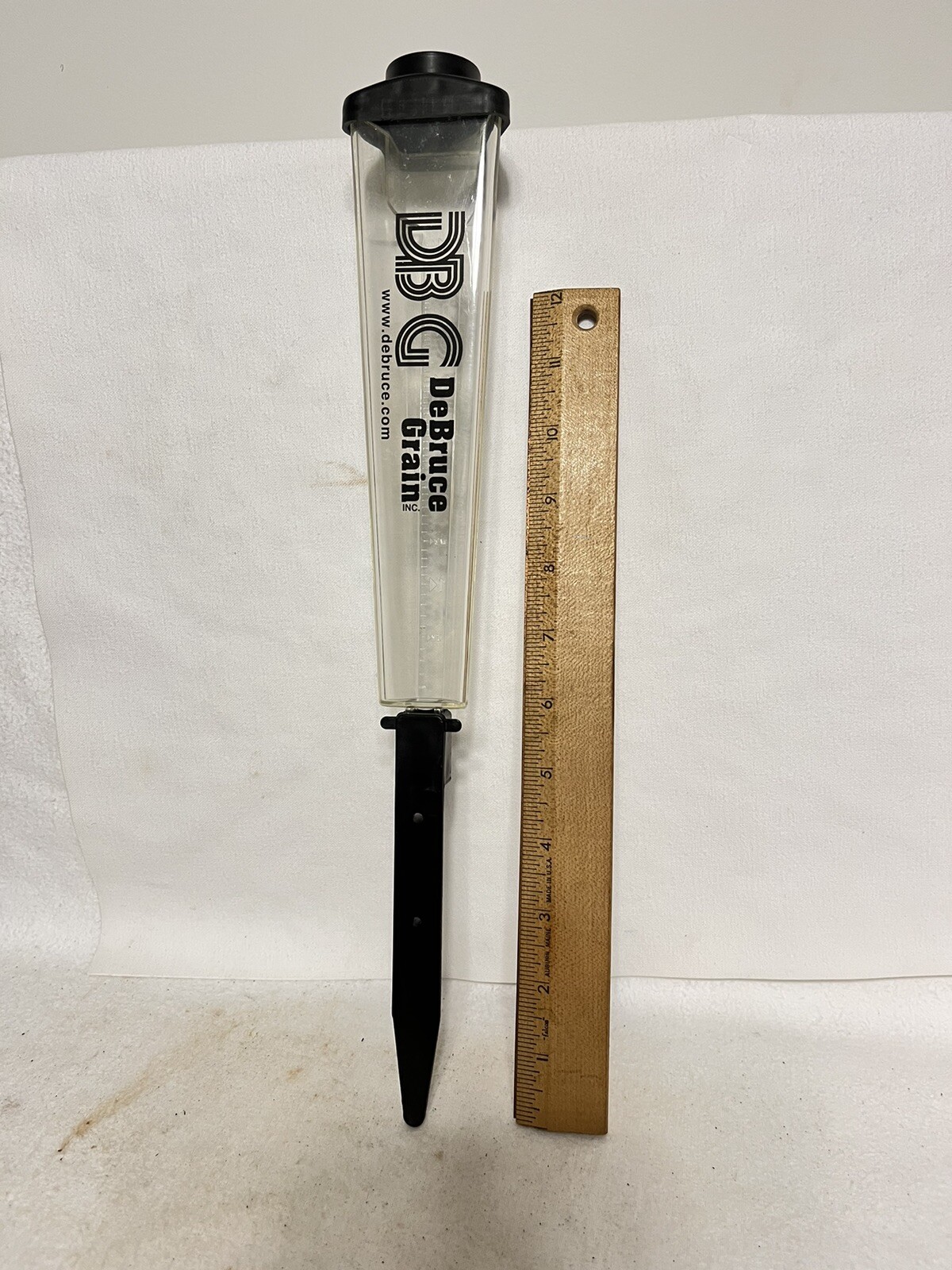 Vintage DeBruce Grain Rain Gauge Push in or Post Mount garden Farm Sign
