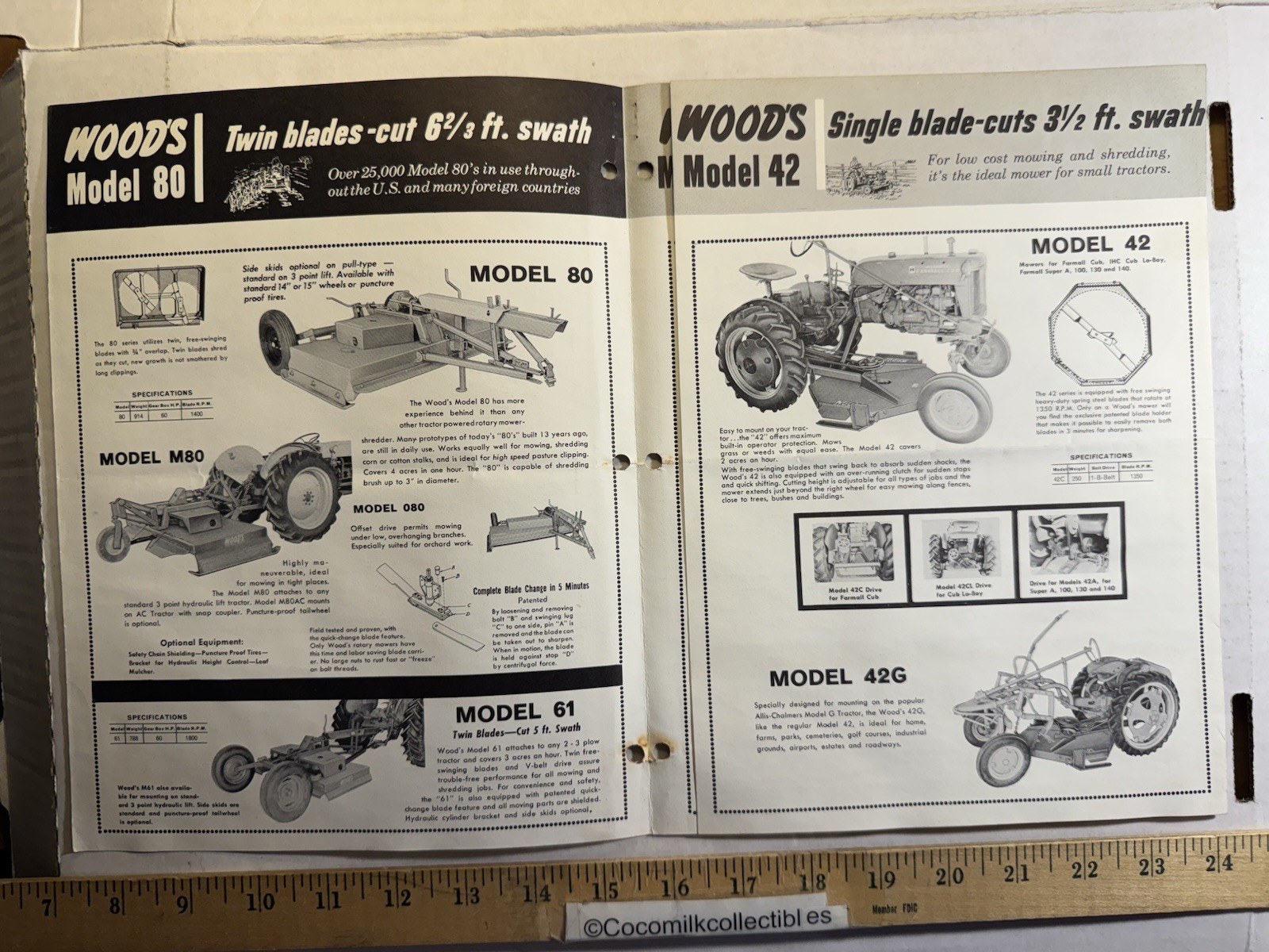 Vintage Wood Brothers MFG CO Wood&rsquo;s Rotary Mowers Sales Brochure Oregon Illinois